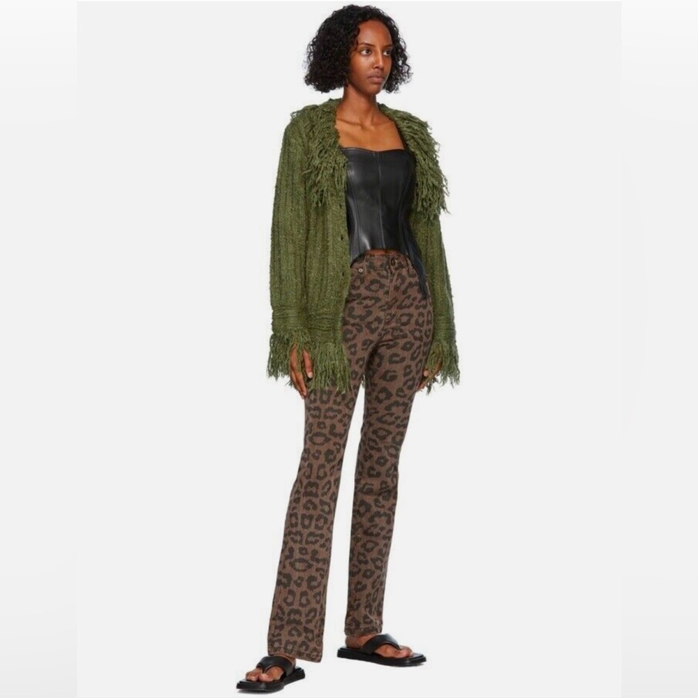 The Open Product by Anthropologie Brown Leopard Side Button jeans size 1